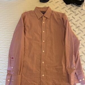 Banana Republic Men's Burgundy Striped Dress Shirt